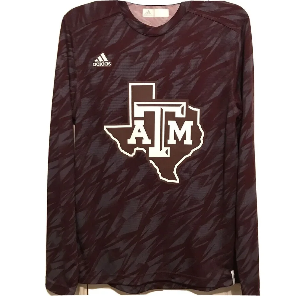 Texas A&M Long Sleeve T-Shirt Men's Size Small Adidas Climalite